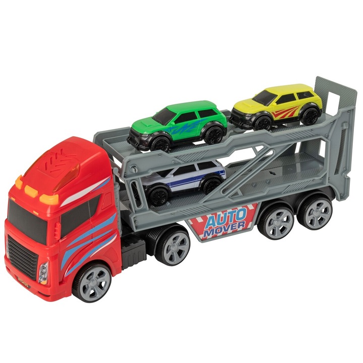 Set de masinute Flota Miejska, 4 vehicule, cu laveta cu lumini si sunete, 3+ ani