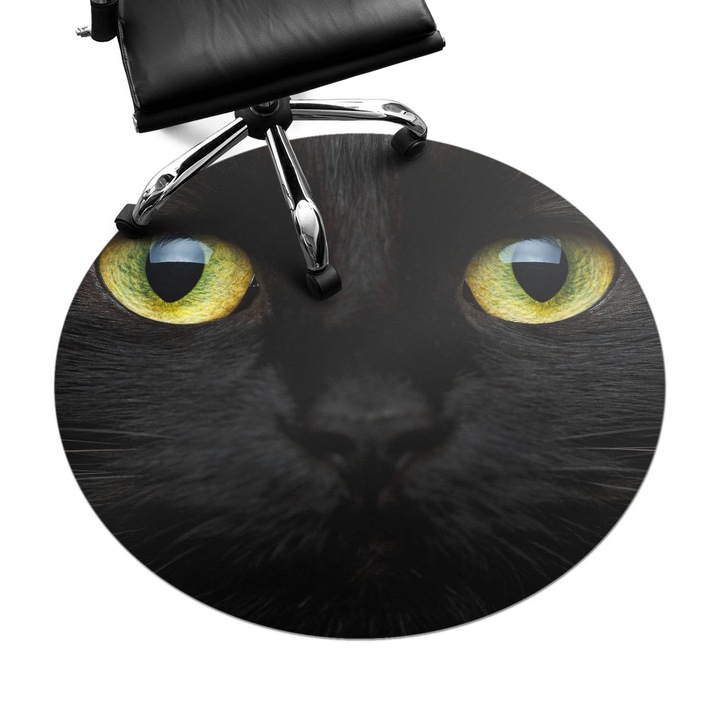 Covoras pentru protectie podea, Wallfluent, Ochii de pisica se inchid, Negru, fi100 cm, 010250310040000005795