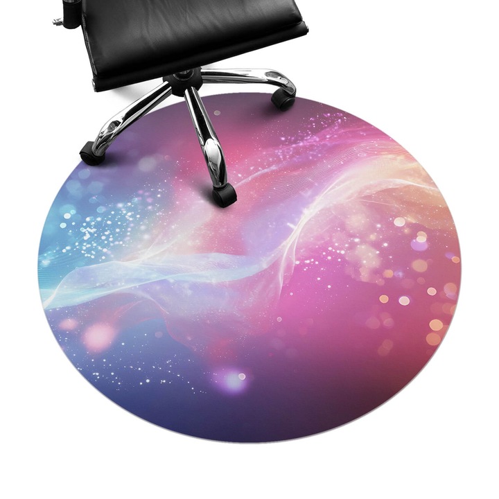 Covoras pentru protectie pardosea, Wallfluent, Val de lumina colorata, Violet, fi100 cm, 010250310040000282890