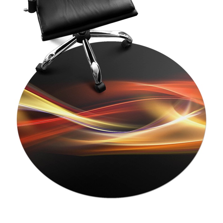 Covoras protectie podea, Wallfluent, Valuri abstracte, Portocaliu, fi100 cm, 010250310040000077351