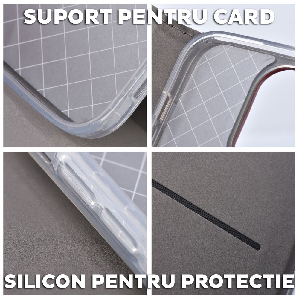 Husa Tip carte pentru Samsung Galaxy A26 Daden, Suport card, Functie de Stand si Inchidere Magnetica, Protectie Sporita, Visiniu