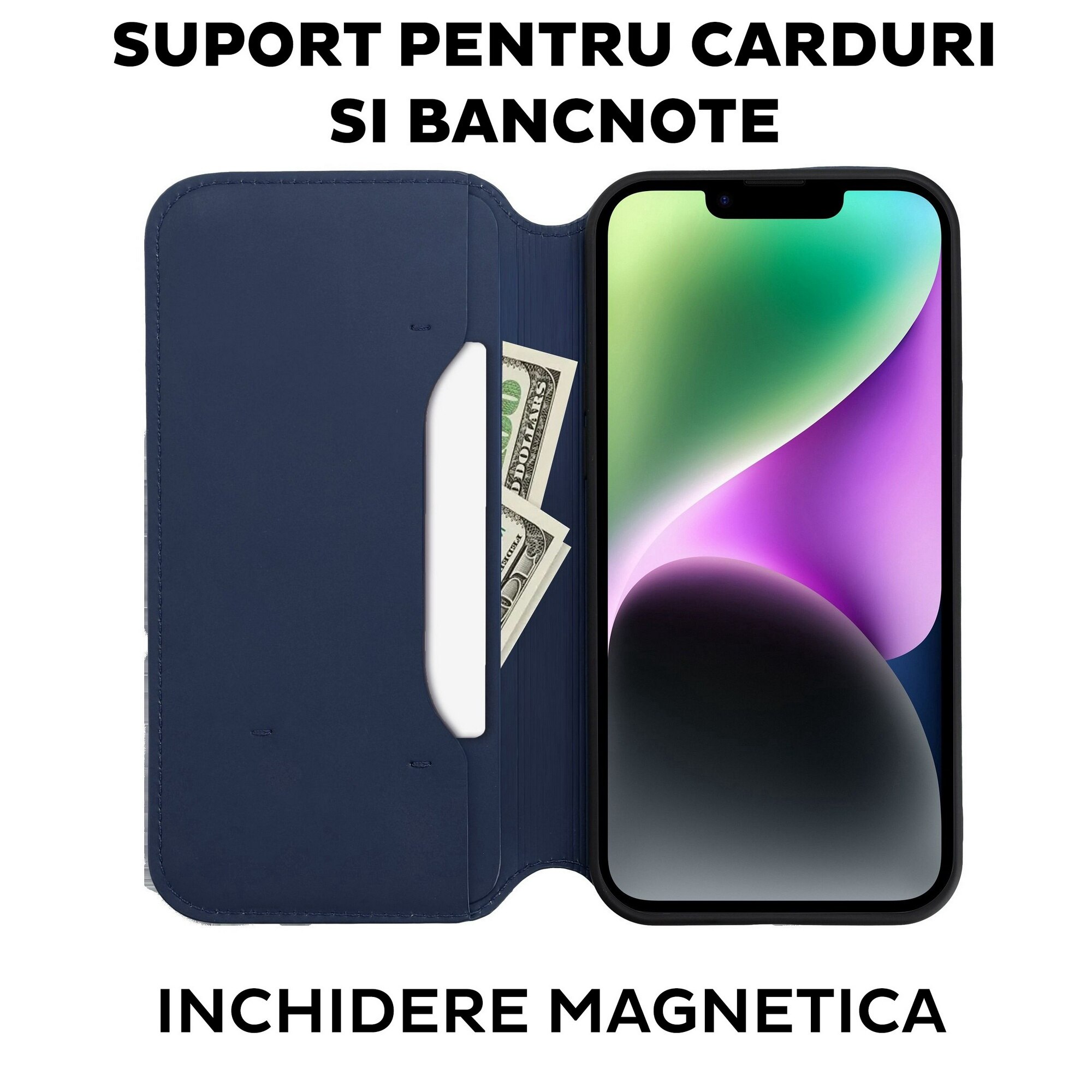 Husa pentru Samsung Galaxy A56 Daden Tip carte, Dual Pocket, Suport card, Functie de Stand si Inchidere Magnetica, Protectie Sporita, Albastru inchis