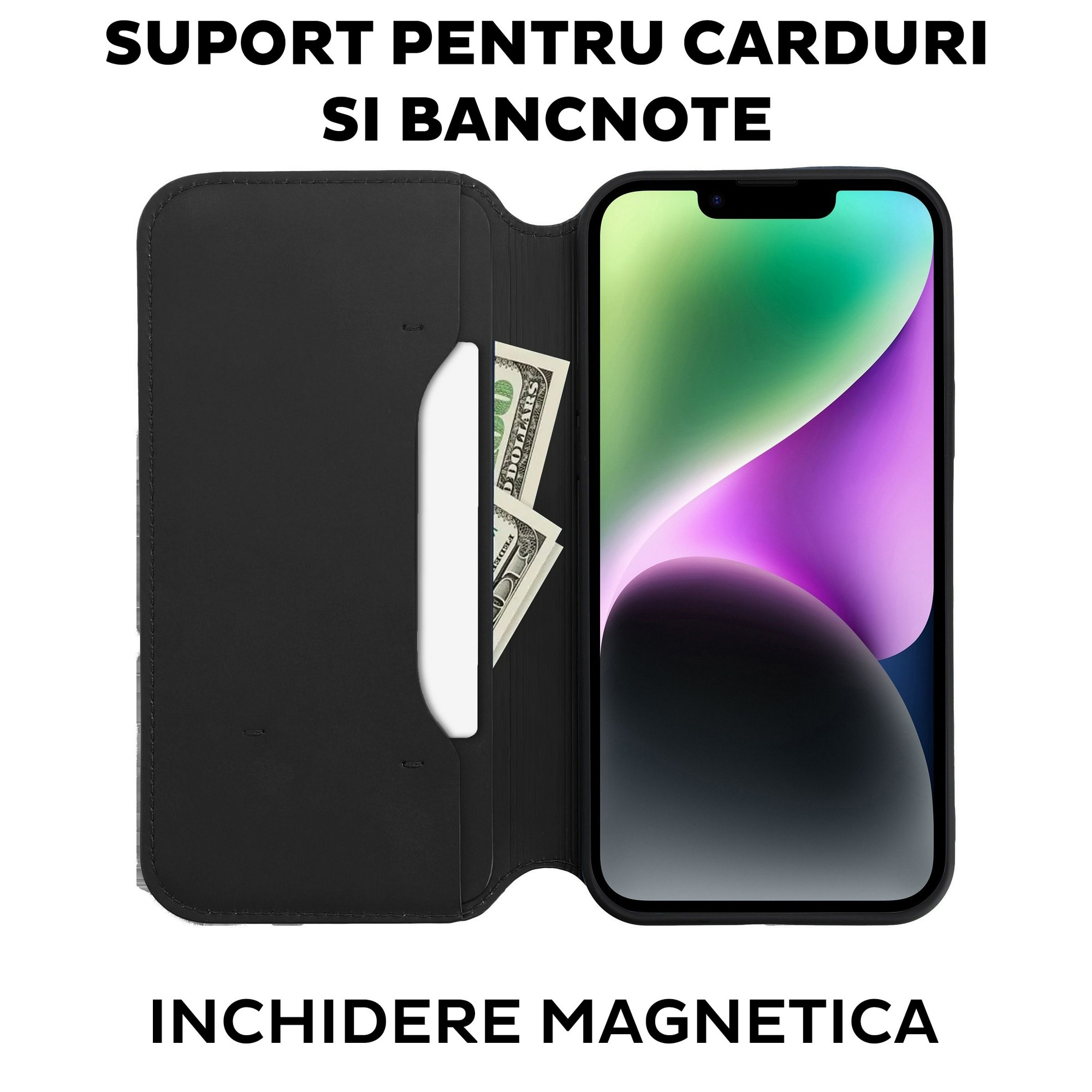 Husa pentru Samsung Galaxy A56 Daden Tip carte, Dual Pocket, Suport card, Functie de Stand si Inchidere Magnetica, Protectie Sporita, Negru