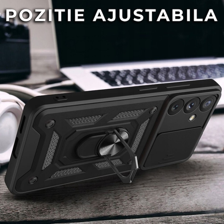 Husa pentru Samsung Galaxy A26 DaDen® Hybrid Armor Kickstand, Slider Camera, Antisoc, Protectie Superioara, Auriu rose