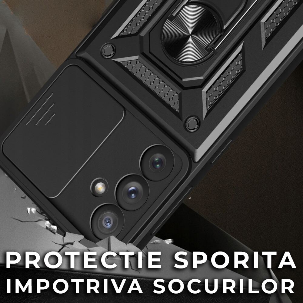 Husa pentru Samsung Galaxy A26 DaDen® Hybrid Armor Kickstand, Slider Camera, Antisoc, Protectie Superioara, Auriu rose