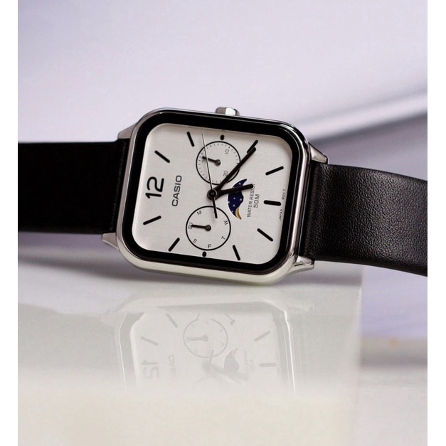 Ceas pentru barbati Casio MTP-M305L-7AV, cadran alb, curea neagra