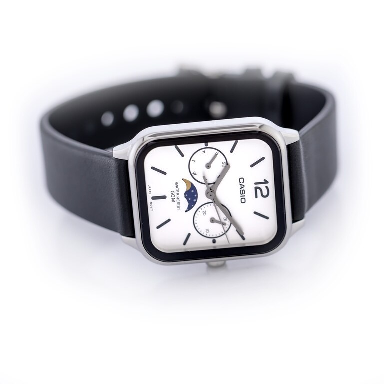 Ceas pentru barbati Casio MTP-M305L-7AV, cadran alb, curea neagra