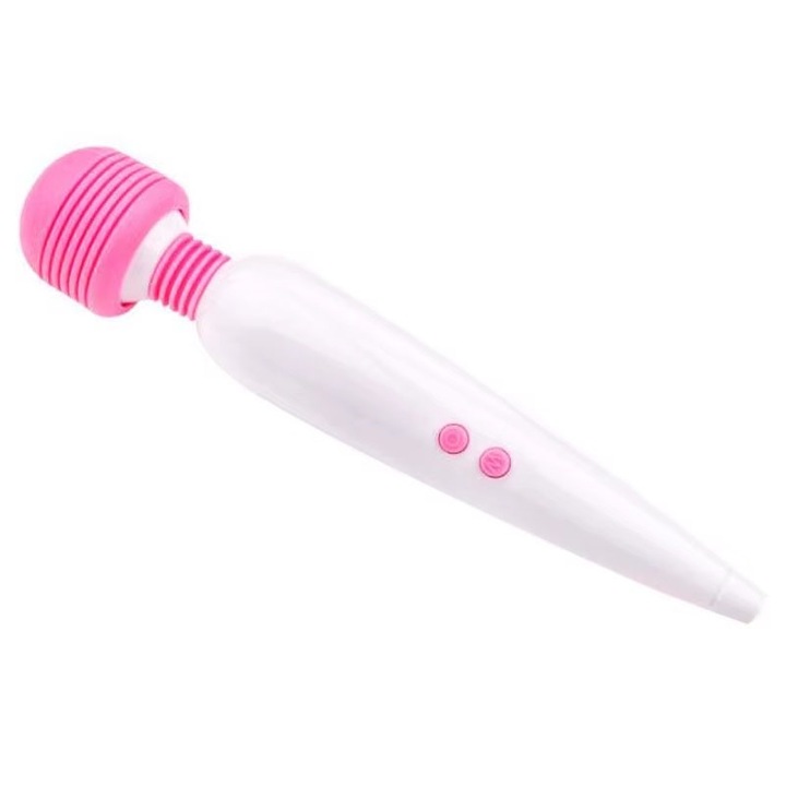 Vibrator extern NEXTLY, dildo cu cap rotativ si flexibil, 10 moduri de vibratie, waterproof, silicon, incarcare USB, alb-roz 60-13-27