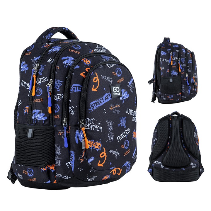 Rucsac de scoala GoPack GO24-162M-3, multicolor, 40x28x17.5cm, capacitate 16.5l, pentru baieti