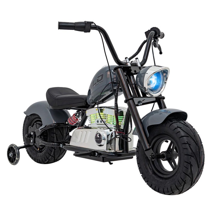 Motocicleta Chopper Warrior, ramiz, 350W, 18V, 32x10cm, gri, 122x62x73cm