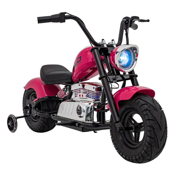 Motorkerékpár Chopper Warrior, rimiz, 350W, 18V, 32x10cm, rózsaszín, 122x62x73cm