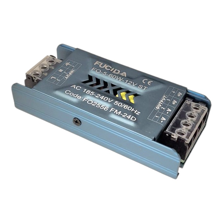 Sursa de Alimentare 12V 60W 5A Fucida® Premium pentru Banda LED sau Camere de Supraveghere
