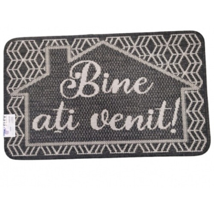 bejárati ajtószőnyeg, Flex 19683-80, csúszásgátló, fekete/szürke, 50x80 cm