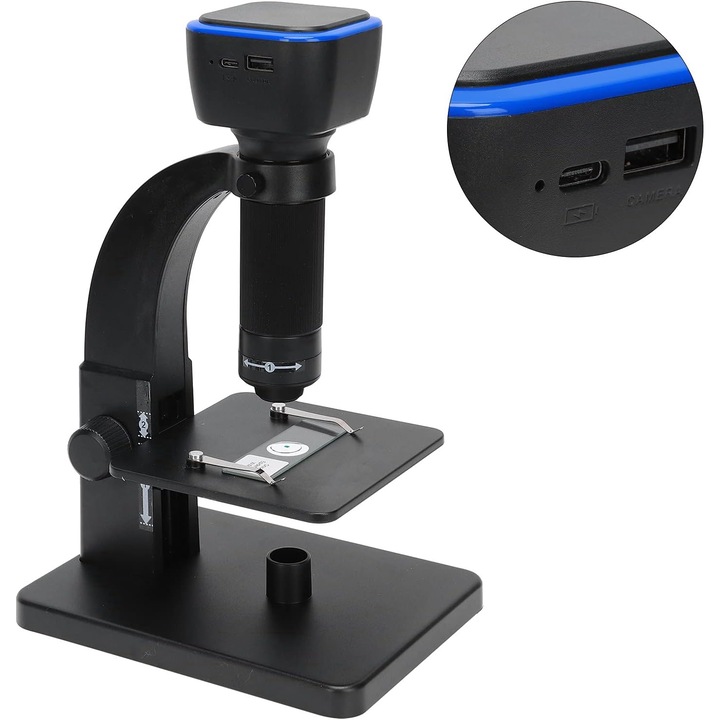 ESQZY® електронен цифров микроскоп, WIFI и USB връзка за компютър/таблет/телефон, микробиологичен, 2000X увеличение, професионални лещи, LED светлина, вградена батерия, фото/видео функция