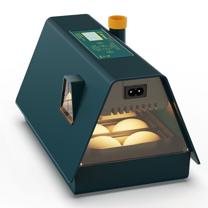 Incubator 10 oua Electromures EM 3001, reglaj automat temperatura, afisaj umiditate si intoarcerea automata a oualor, 25W, Verde