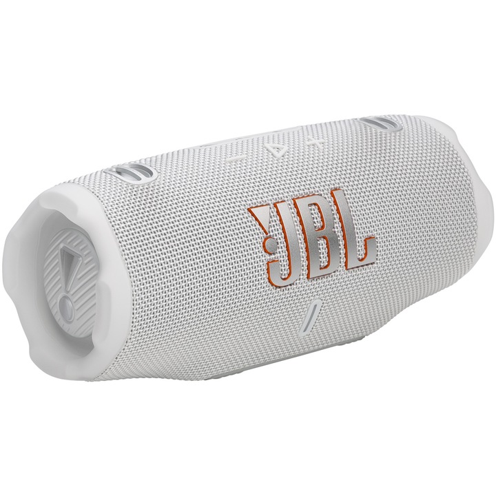 Преносима тонколона JBL Charge 6, 45W, Bluetooth, Auracast, Powerbank, Fast charge, 28 часа живот на батерията, IP68, Бял