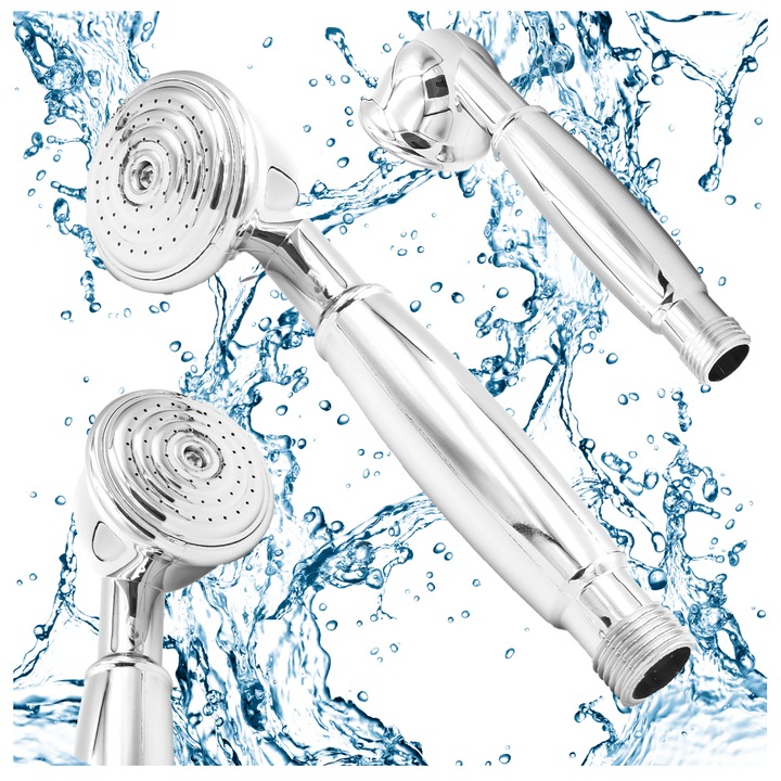 Cap De Dus, Granitan, Retro, Crom, 1-Functional, Material Pvc, Lungime 185 mm, Diametru Capului 55 mm, Conexiune Standard 1/2"