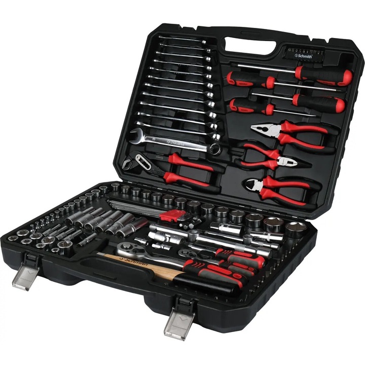 Set unelte 1/4" 1/2" Schmith, 122 piese, crom vanadiu, valiza de transport