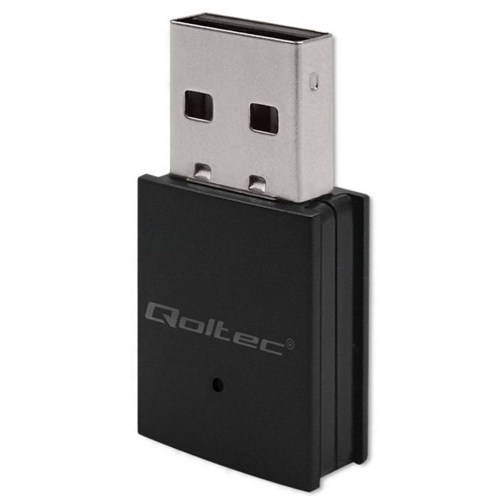 Мини безжичен WiFi адаптер, Qoltec, Standard N, Bluetooth 4.0, USB