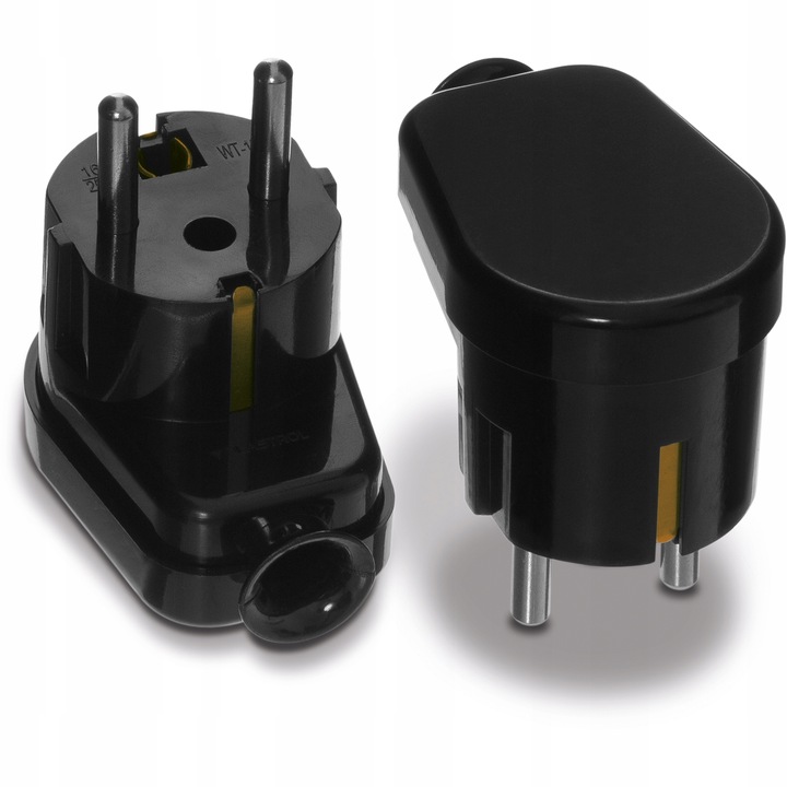 Ъглова розетка uni-schuko, Mt018-c, Wt-16u, Черна, 2p+z, Ip20, Заземяване, За вътрешна употреба, Пластмаса