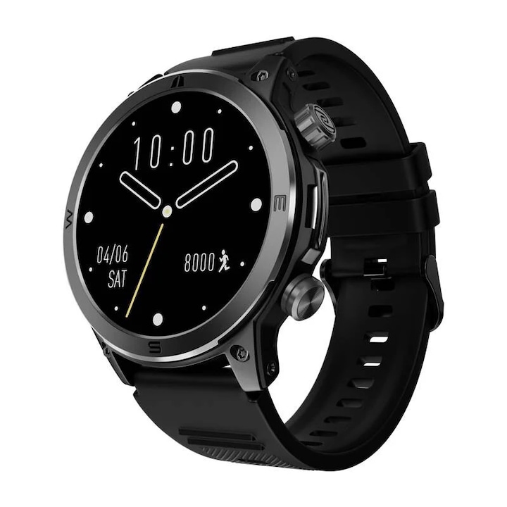 Smartwatch Gravity GT23-2, ecran 1.85 inch, functie de apelare, argintiu, curea siliconica neagra