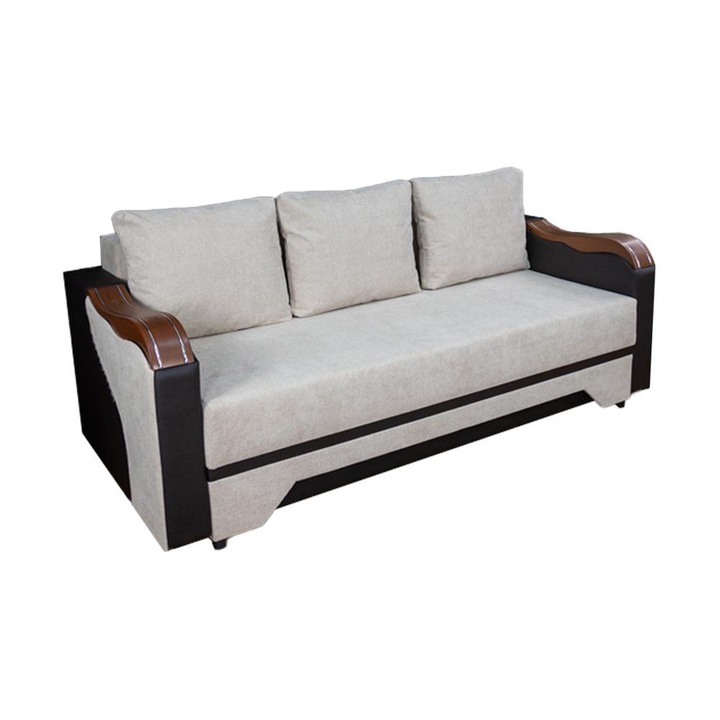 Canapea Extensibila Bianca Bonell, cu Lada de Depozitare, Saltea tip Relaxa, 108 x 220 x 81 cm, Bej