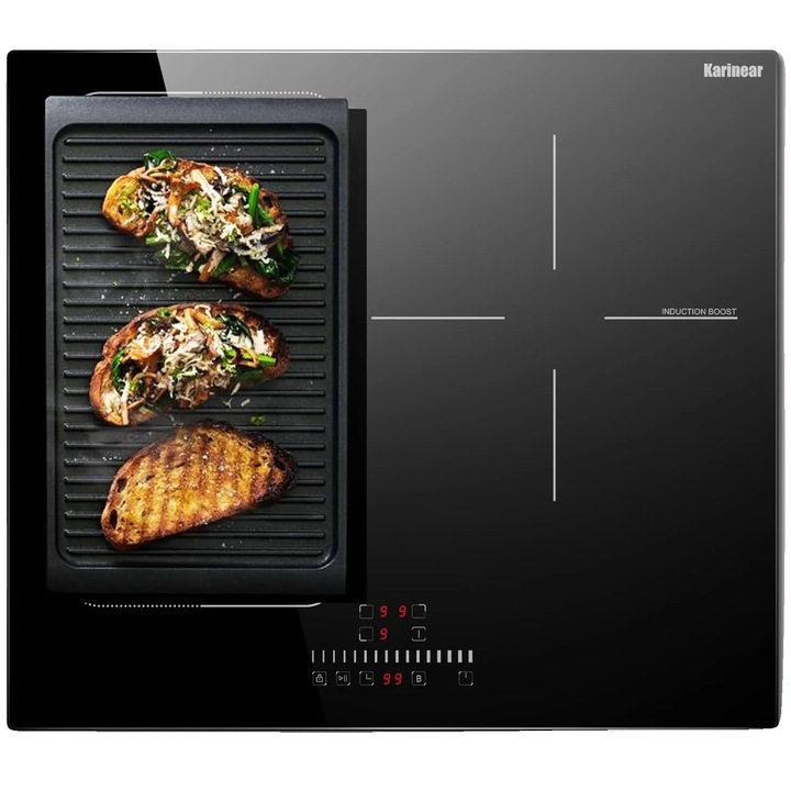 Elektromos főzőlap, 6800W, rugalmas főzőzóna, érintésvezérlés, 470x659mm