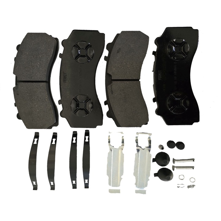 Комплект спирачни накладки Fermit, предни Mercedes Actros MP2, MP3, MP4, MP5, произведени от 2011 г., Man TGS I произведени 2011-2021 г., спирачна система Knorr, 244,3 mm x 114 mm x 30 mm