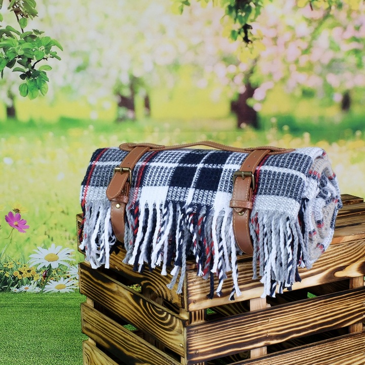 Patura de bumbac, patura de picnic, patura de plaja, covoras, patura de interior si exterior 140x200 - grila