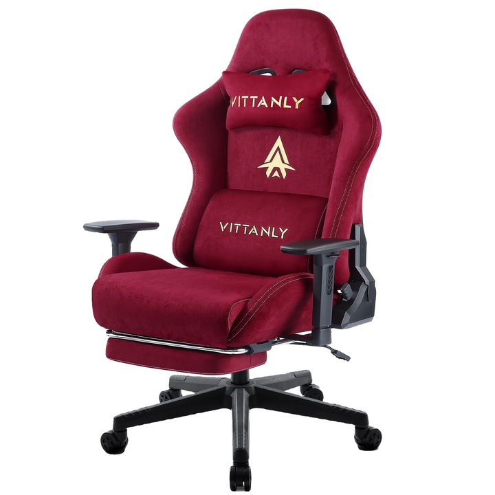 Gaming стол, регулируем, облегалка 90-155, виненочервен, 89x59x32,5 см