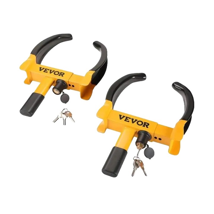 Set 2 Dispozitive de blocare a rotilor cu 6 chei, VEVOR, ajustabil, constructie din otel, compatibilitate universala