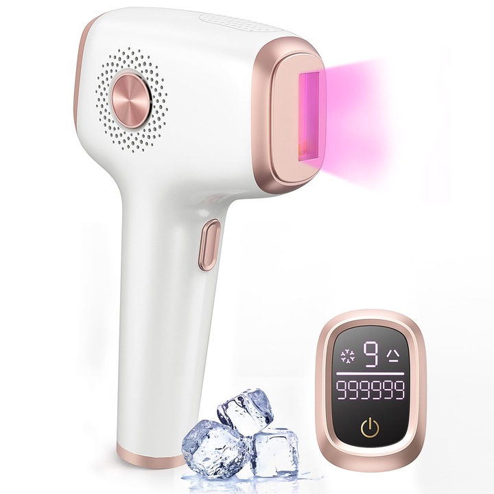 Innza IPL устройство за епилация с охлаждаща функция, 999 999 светлинни импулса, безболезнено лазерно устройство за епилация с 9 енергийни нива за лице, бикини зона, тяло (бяло)
