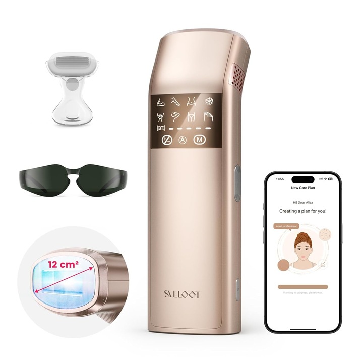 Устройство за епилация Triple Pulse Ipl, 12 cm² лазерна епилация със сапфирено ледено охлаждане за жени, мъже, 3°C за безболезнено премахване, постоянно у дома за лице, бикини, срамна област