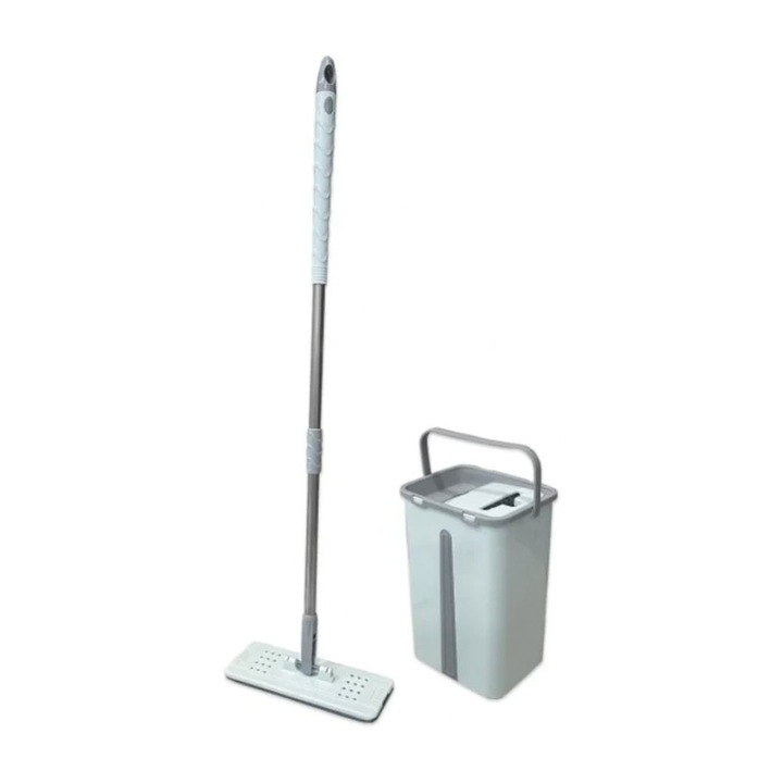 Set Galeata cu Mop Plat, Zambak, Plasti, Alb