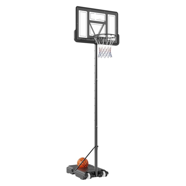 Hordozható kosárlabda 28 hüvelykes, állítható magasságú, strapabíró konstrukció, fekete, komplett készlet