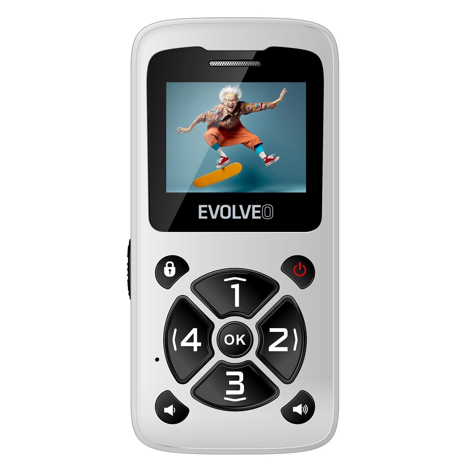 EVOLVEO EasyPhone ID, telefon mobil pentru seniori, alb