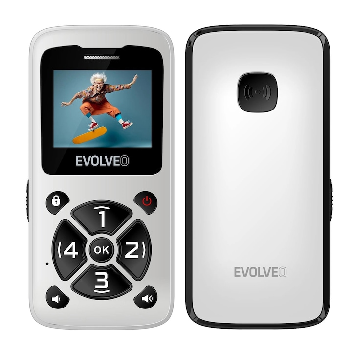 Evolveo EasyPhone ID Nyomógombos Mobiltelefon, Fehér / SGM EP-400-IDW