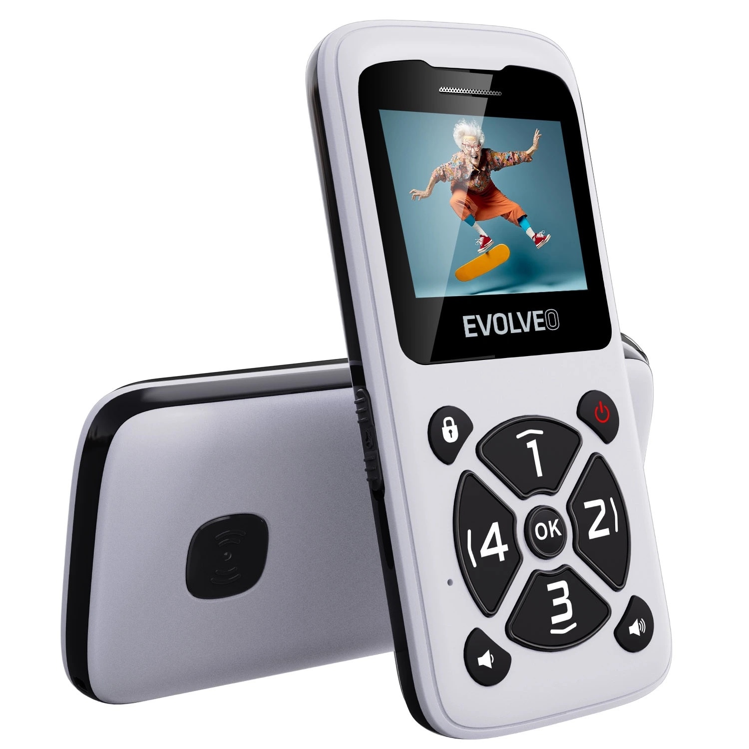 EVOLVEO EasyPhone ID, telefon mobil pentru seniori, alb