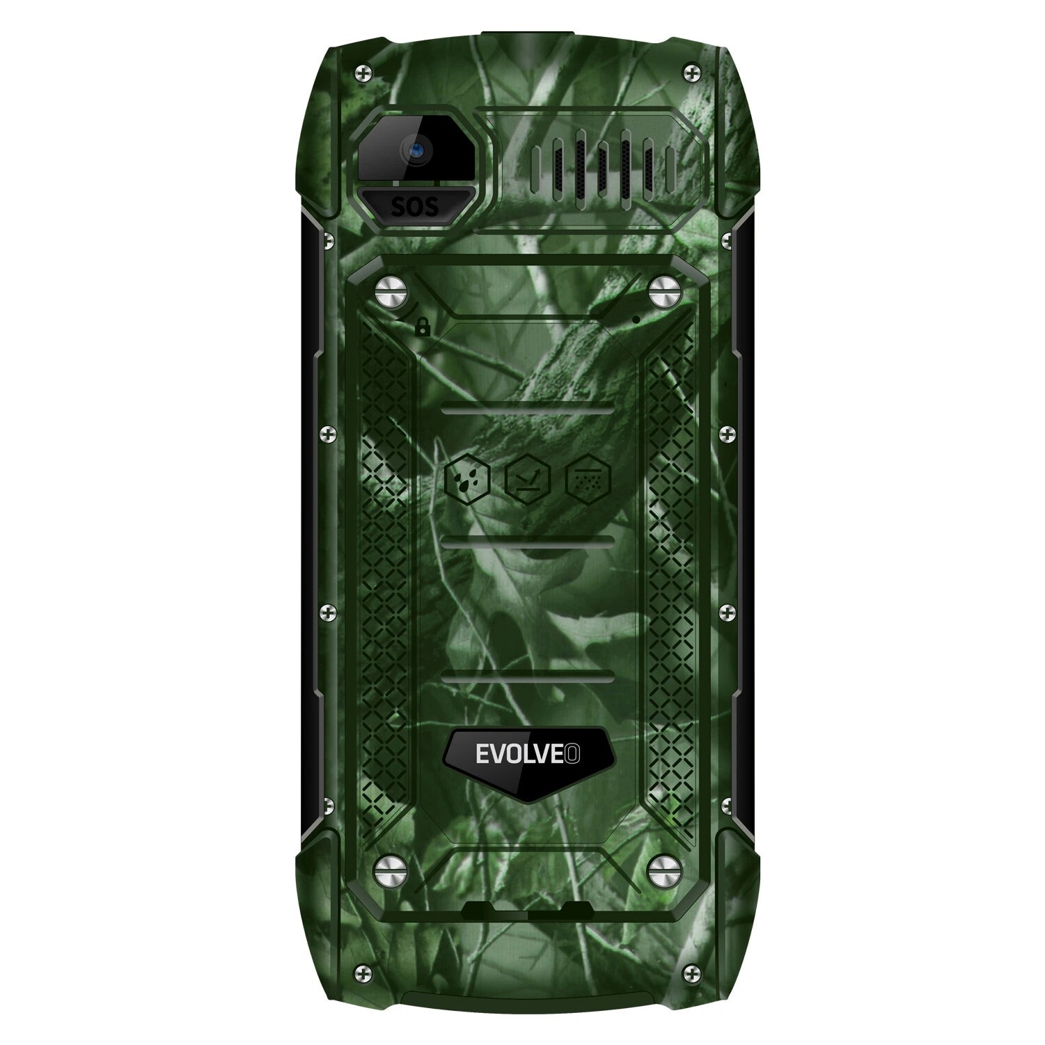 EVOLVEO StrongPhone H1, telefon Dual SIM rezistent si impermeabil, camuflaj de vanatoare