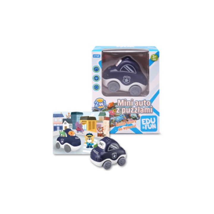 Мини пъзел кола с 25 части, Edu & Fun, подвижни елементи, 12x15x7 см, 3+ години