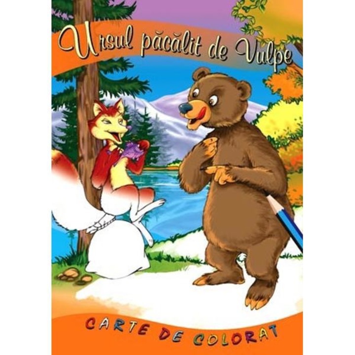 Ursul pacalit de vulpe - Carte de colorat A5