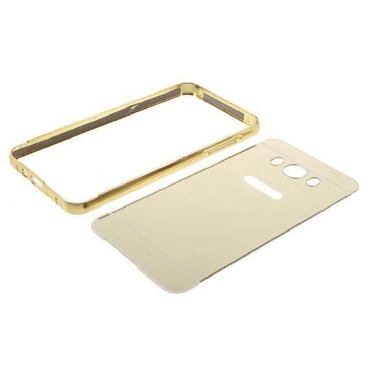 Алуминиев огледален златен калъф I-berry за Samsung Galaxy J1 Ace J111 (2015)