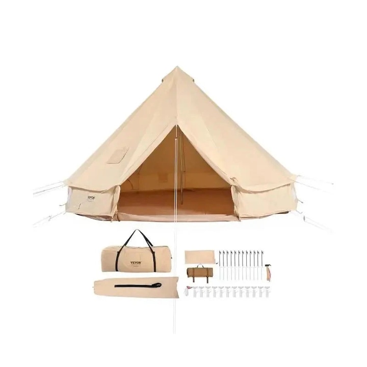 Къмпинг палатка, Vevor, 4м, дишаща вата, бежова