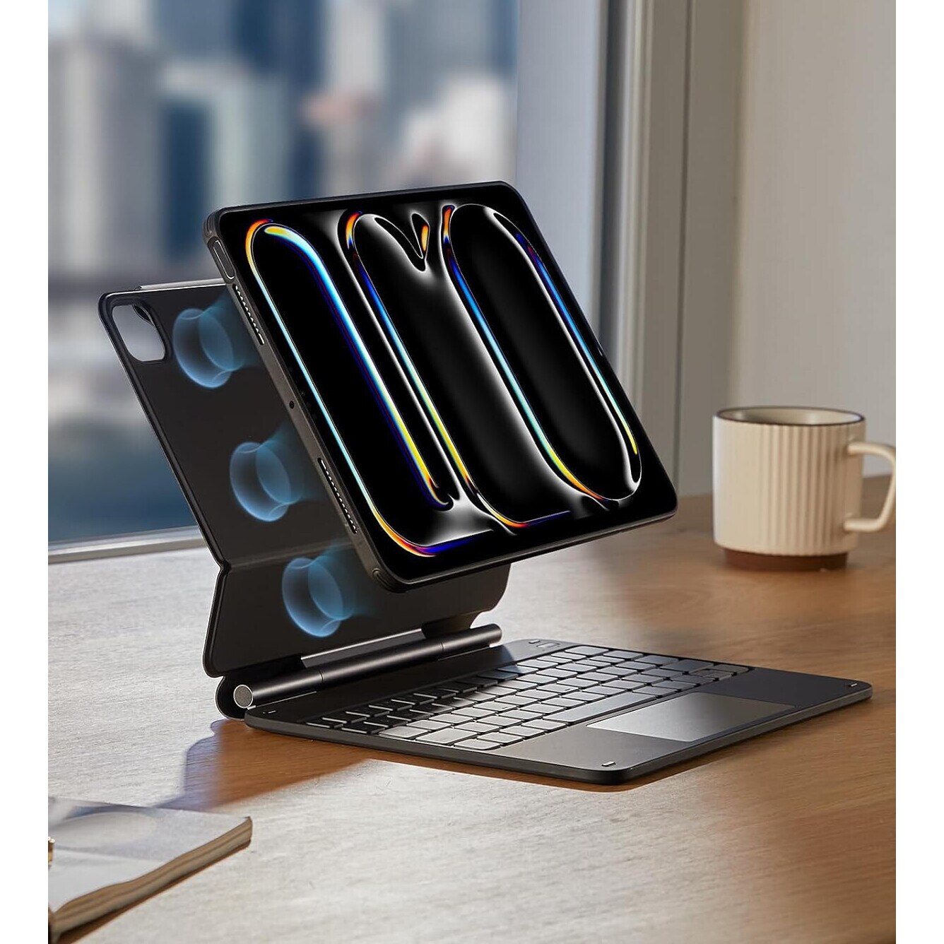 Husa cu tastatura pentru tableta, compatibil cu iPad Pro 11", rotire 360°, negru