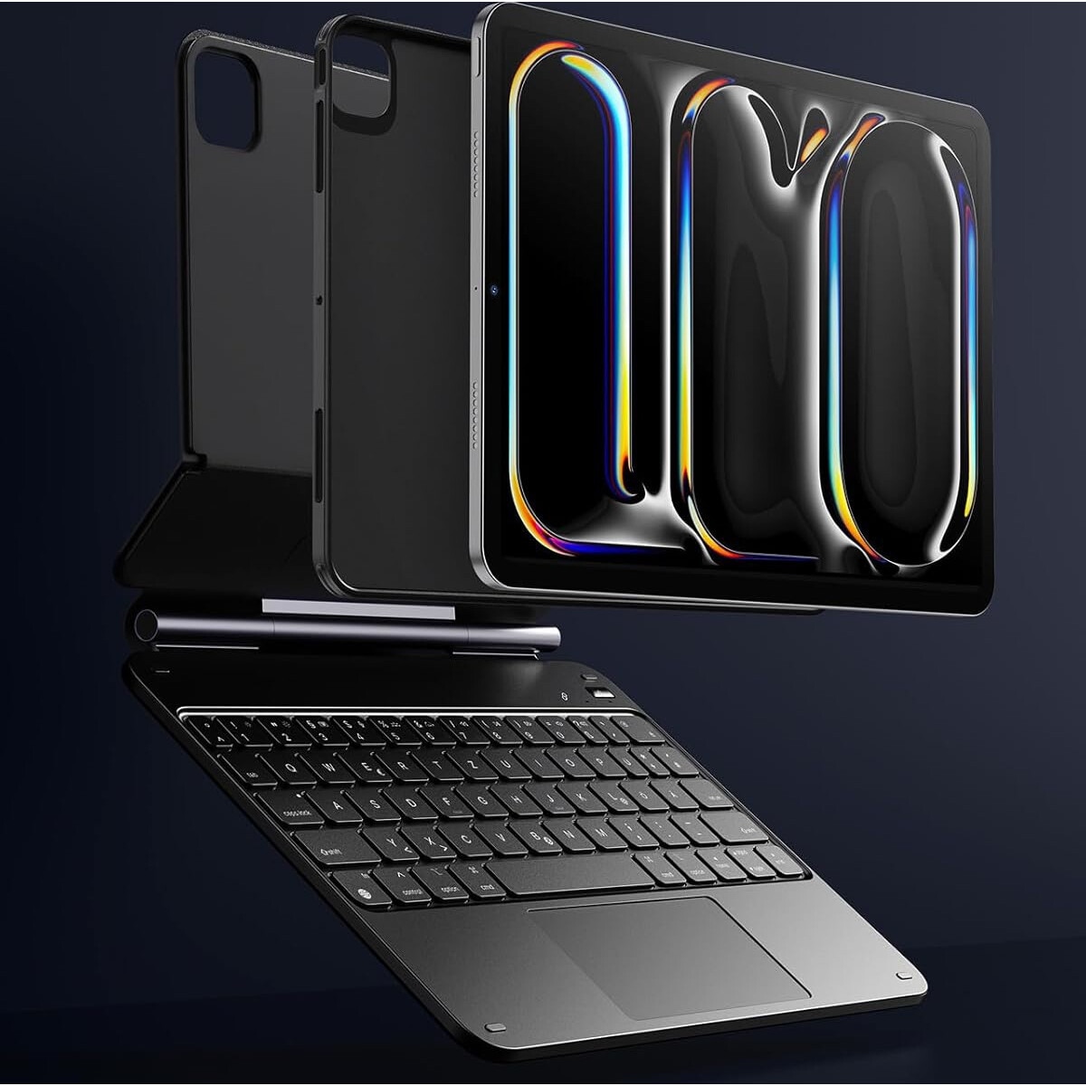 Husa cu tastatura pentru tableta, compatibil cu iPad Pro 11", rotire 360°, negru