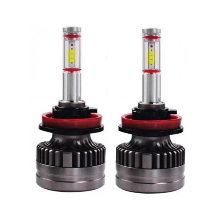 H11 M8 Canbus 360 fokos LED készlet autófényszórókhoz, teljesítmény 60W/készlet, fényerő 6200 Lm/készlet, 12V-24V 6000k, 2 db