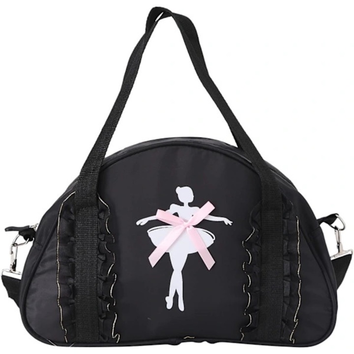 Balett hátizsák lányoknak, táncos mintás modell, fekete, 37,5x21,5cm