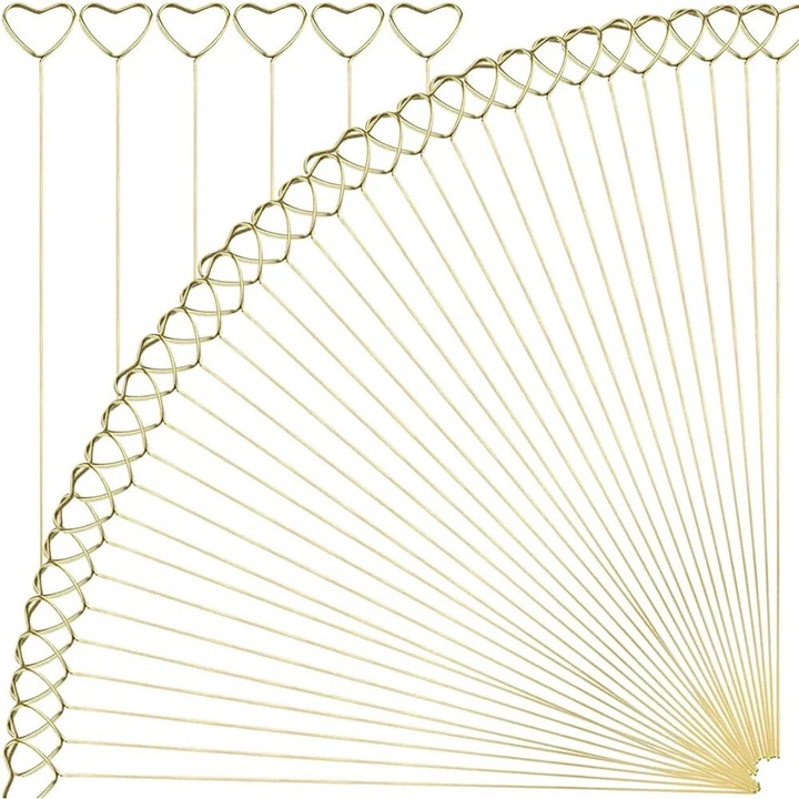 Комплект от 30 метални поставки за картички с цветя, 14,3 инча, златни, сватбени и парти аксесоари