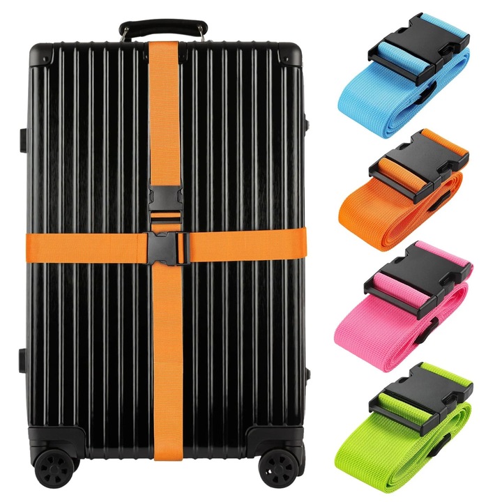 Комплект от 4 ремъка за багаж, 74", многоцветни, за сигурност на куфара