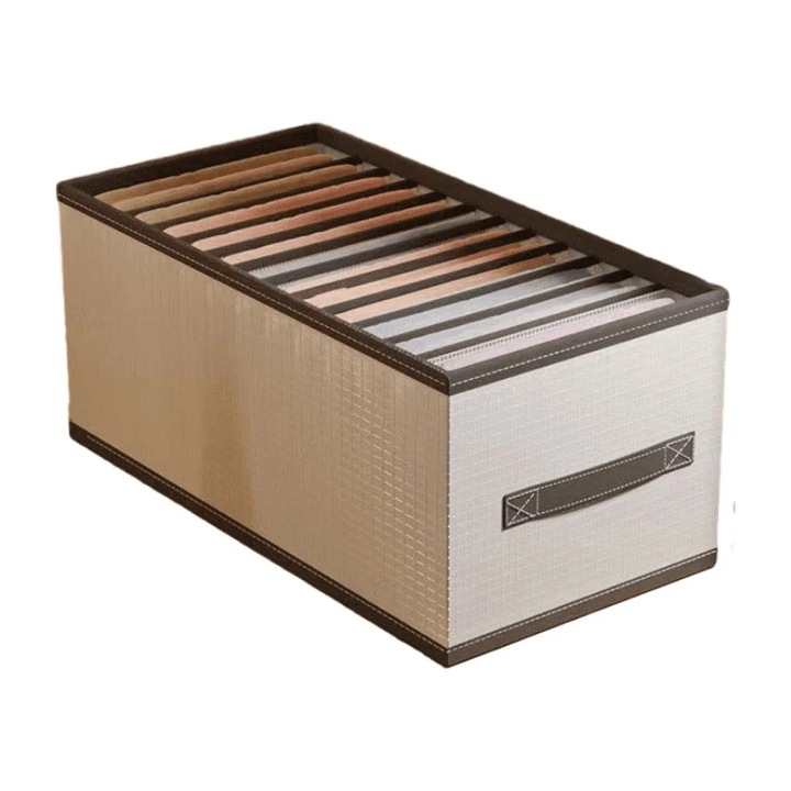 Органайзер за дрехи, 12 отделения, сив, за дънки, панталони, тениски, бельо, сгъваем комплект